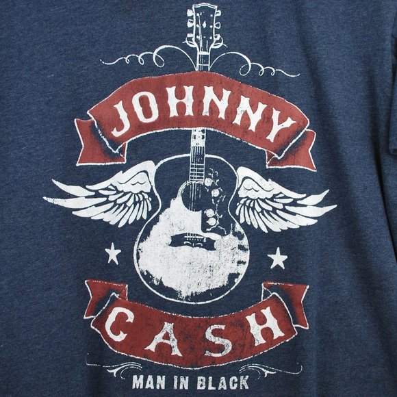 Johnny Cash Man In Black T-Shirt L